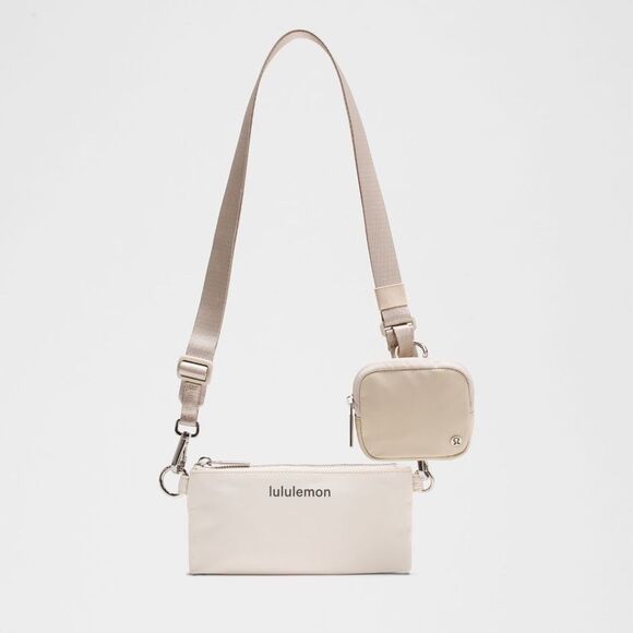 Lululemon Dual-Pouch Sling‎ Raw Linen/Bone bag purse NWT - Picture 1 of 6